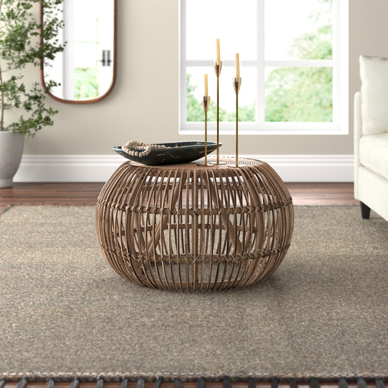 Wicker drum coffee table discount